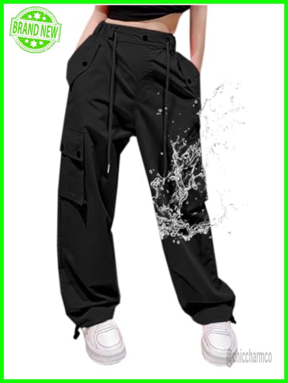 Parachute Cargo Pants Baggy Y2K Rave Streetwear Pants with Pockets
